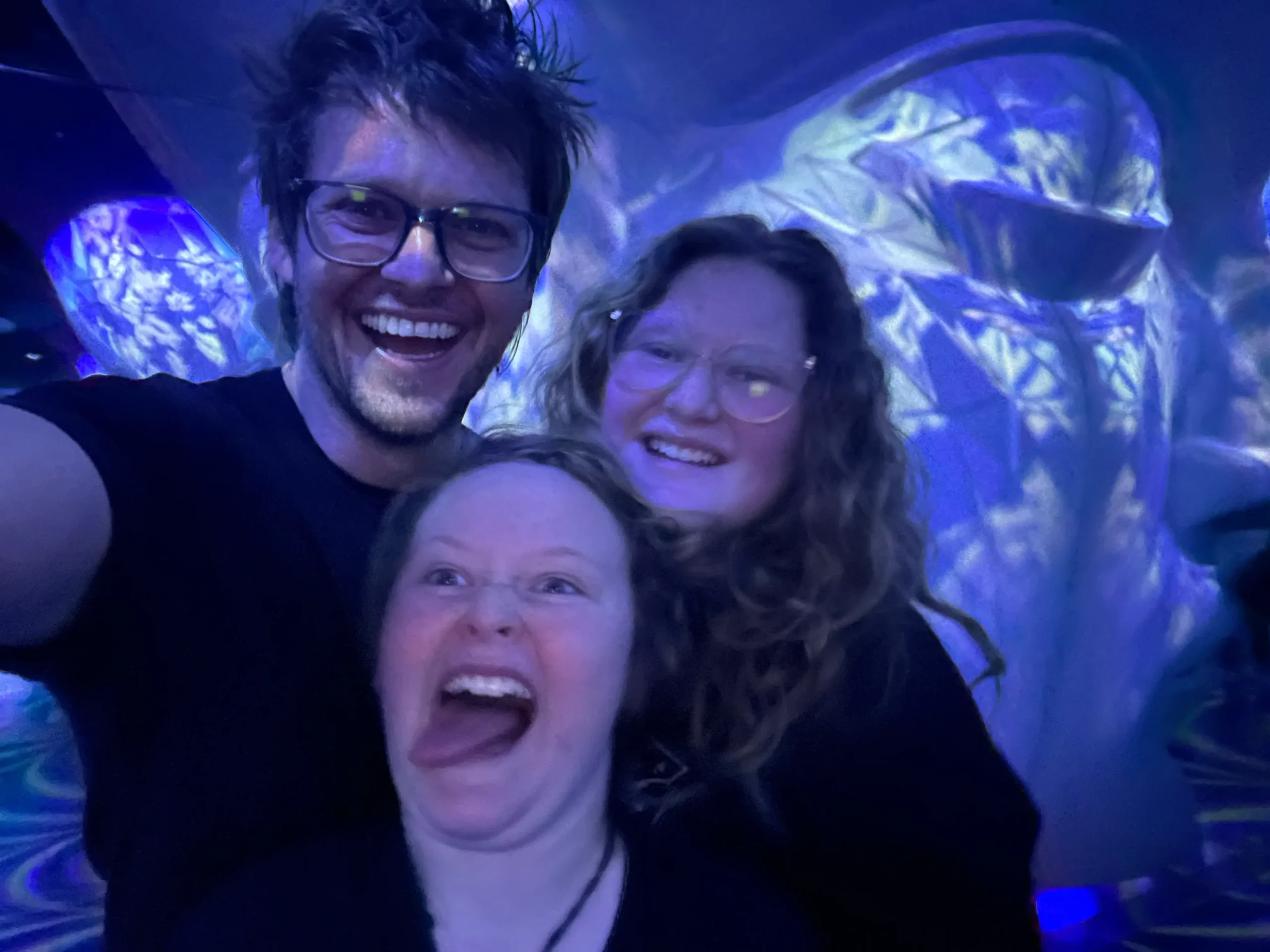 The author and his kids, Bella and<br />
Cleo, during a visit to Omega Mart in 2024.