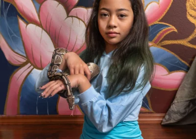 Kahaia holding snake