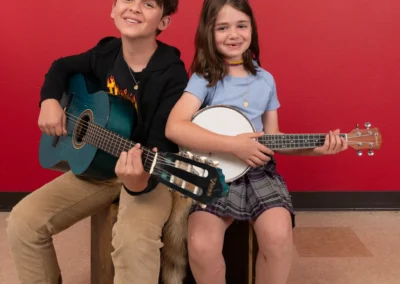 Calvin and Alma with their instruments