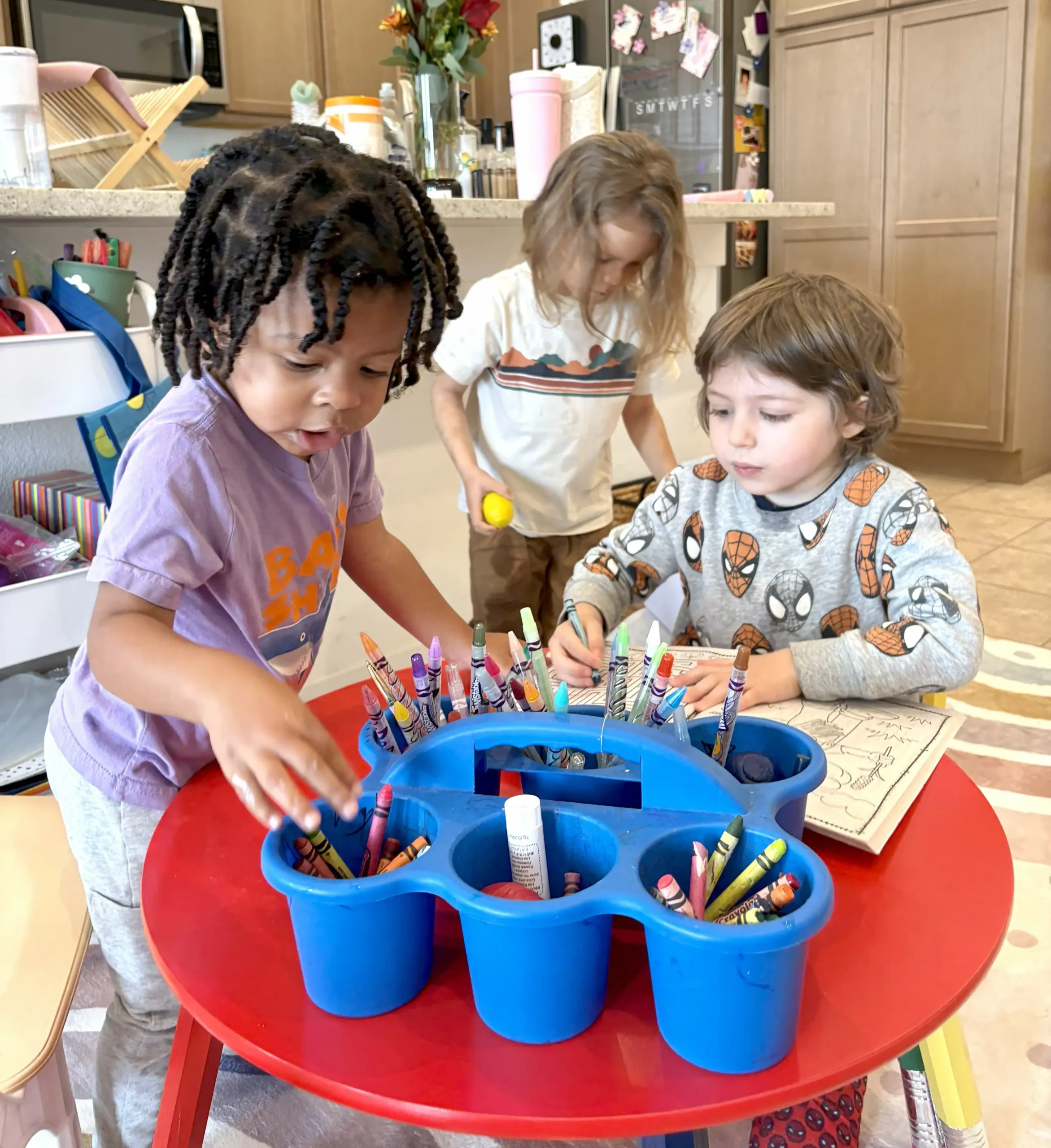 Courtesy photo: Art time at the new table sparks imagination and collaboration.